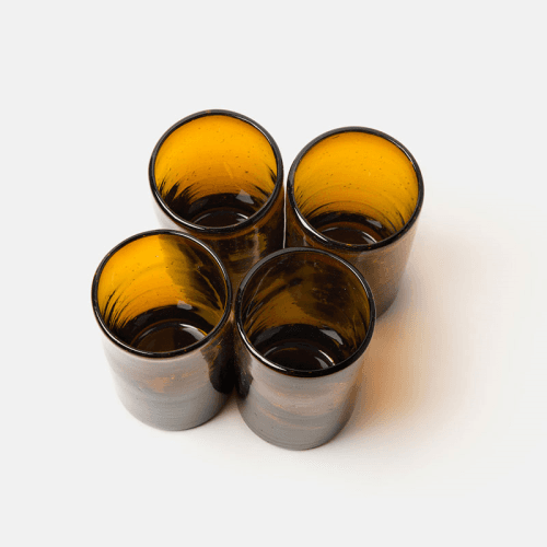 Image showing the Zomi Set of 4 High Ball Glasses, H13.5cm, Amber product.