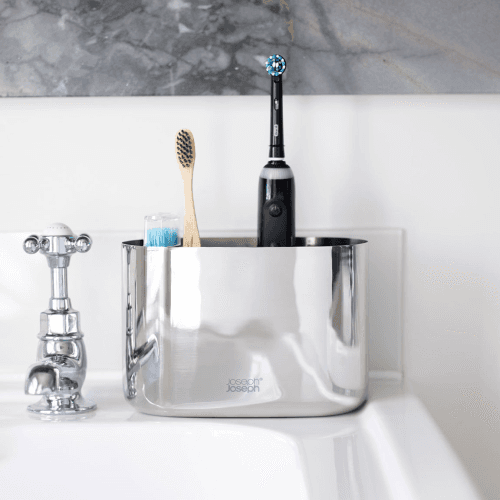 Image showing the EasyStore Luxe Toothbrush Caddy, Stainless Steel product.
