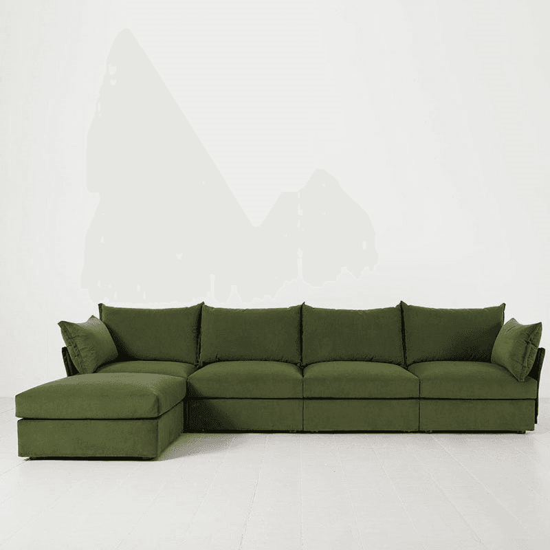 Model 06 Velvet 4 Seater Sofa With Chaise, Vine