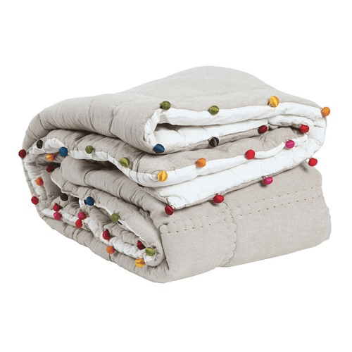 Gastounet Eiderdown, 160 x 160cm, Grey/White/Blue/Pink