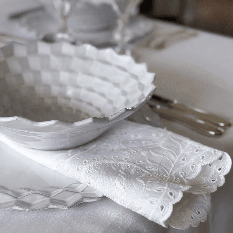 Broderie Anglaise Linen Napkin, 50 x 50cm, White