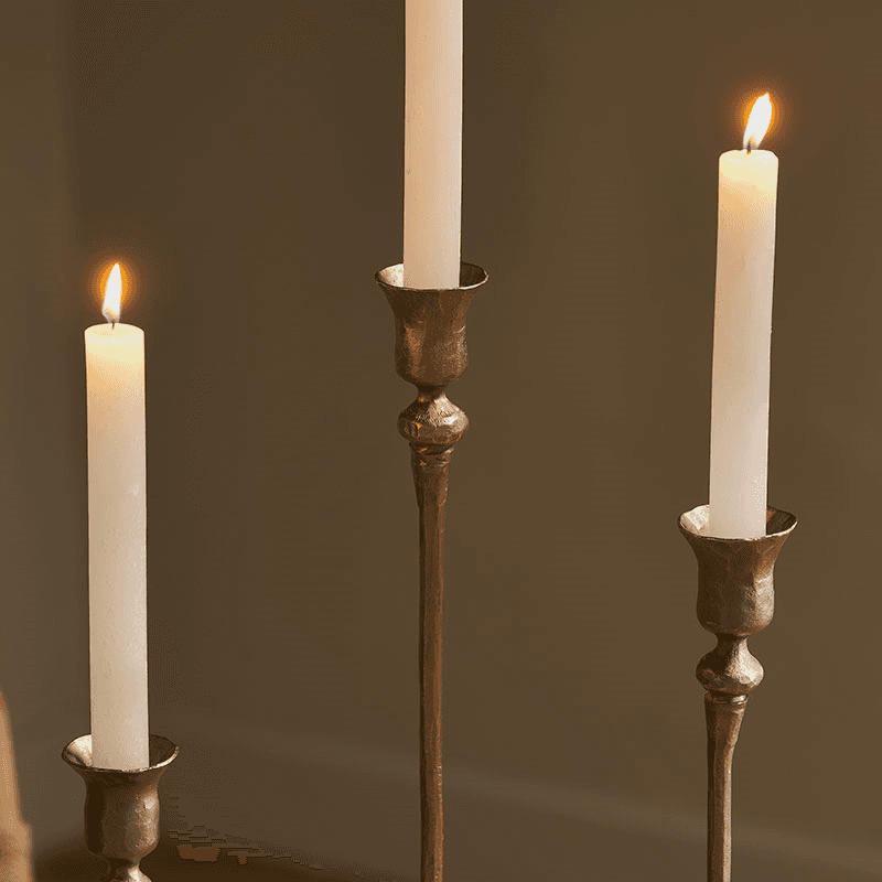 Chaipat Candlestick, H50cm, Antique Brass