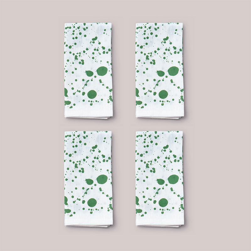 Splatter Set of 4 Napkins, W50 x L50cm, Smoke Green