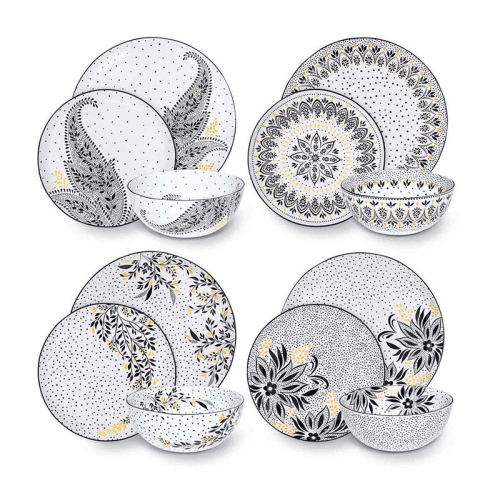 Image showing the Artisanne Noir 12 Piece Dinnerware Set, Monochrome product.