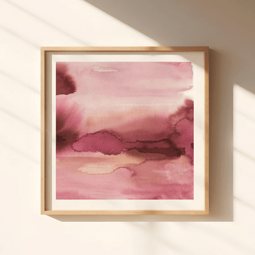 Image showing the Warm Skies Square Signed Print, 30 x 30cm, Pink product.