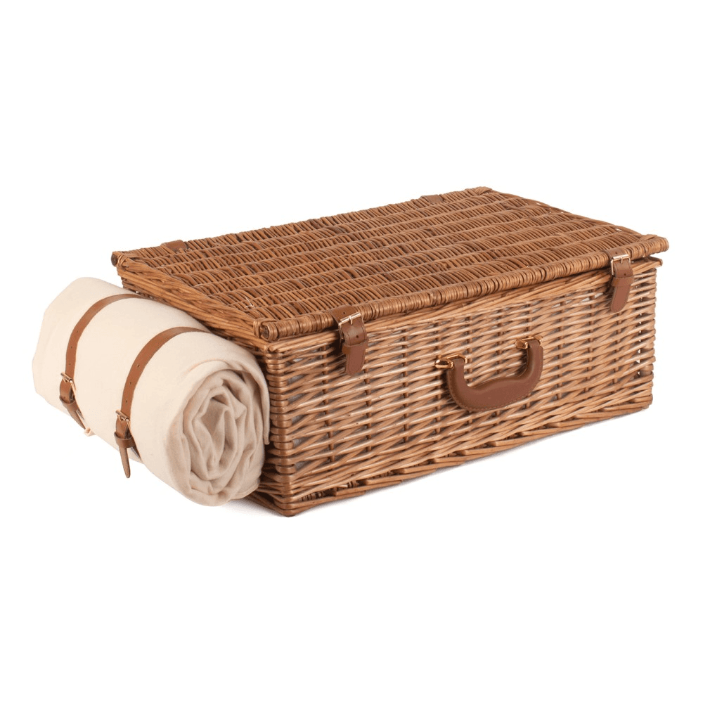 Deluxe Picnic hamper - 4 person, 58 x 38 x 22cm, Cream/Brown