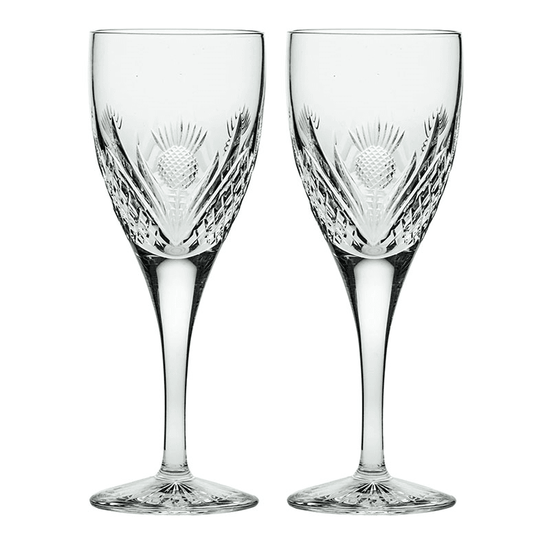 Scottish Thistle Set of 2 Wine Glasses, 280ml, Clear