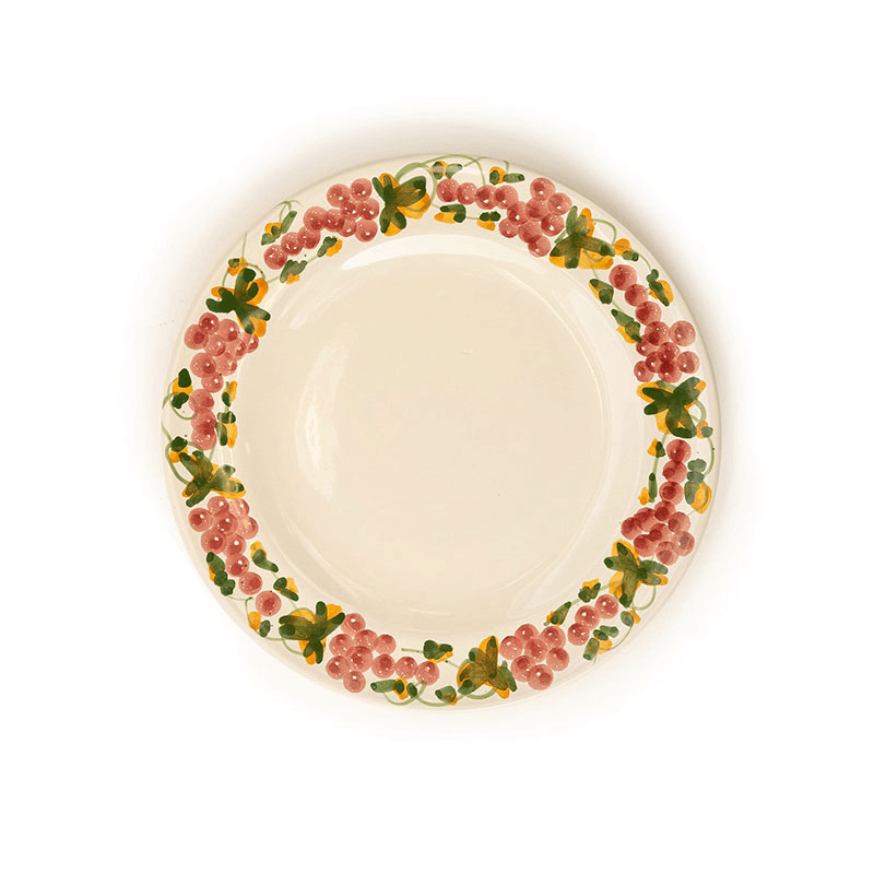 Vine Dinner Plate, D25cm, Green and Pink