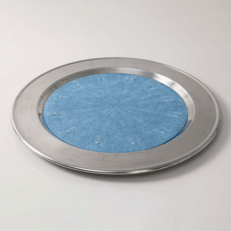 Duchess Serving Tray, D53cm, Blue Shagreen
