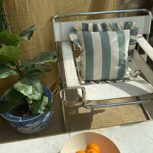Image showing the Extra Wide Stripe Cushion Cover, 45 x 45 cm, Sea Green product.