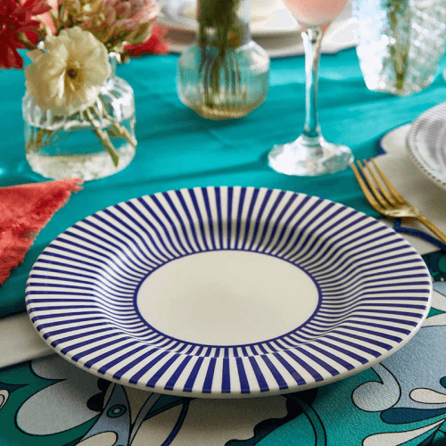 Image showing the Stecatto Set of 4 Salad Plates, D22cm, White and Blue product.