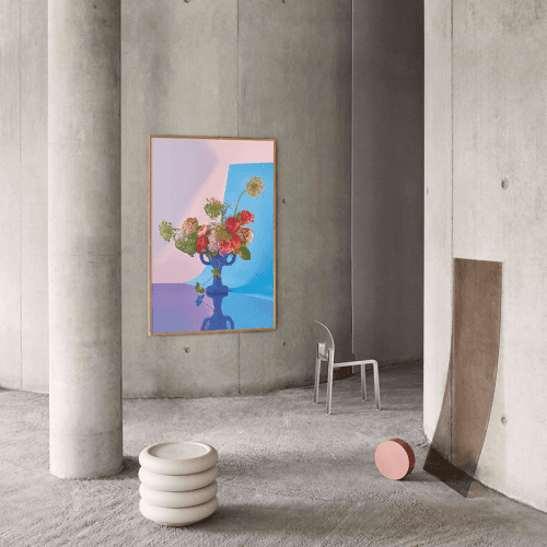 Image showing the BLOOM 02 - Cyan Art Print, 50 x 70cm product.