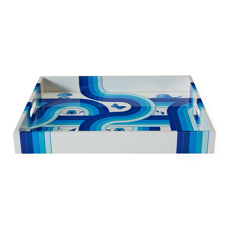 Druggist Lacquer Tray, 43 x 35.5cm, Blue