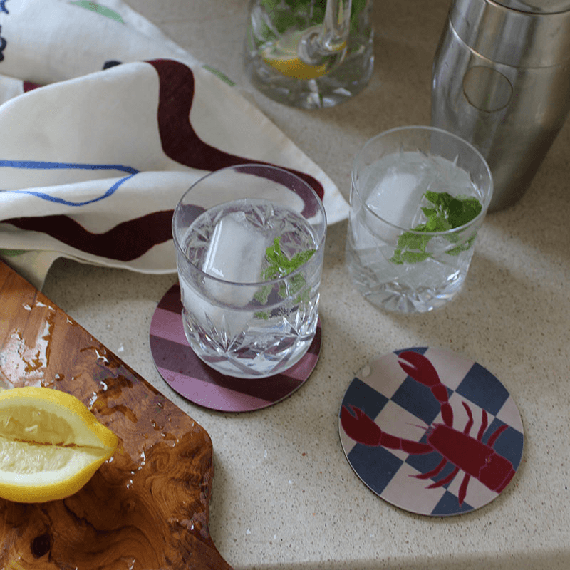 Lobster Set of 4 Coasters, D10cm, Multi