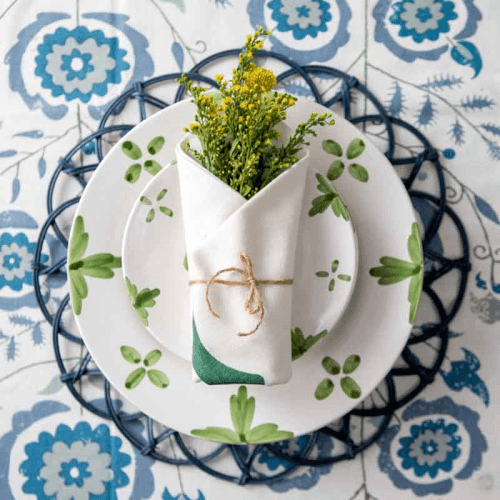 Image showing the Green Summer Flower Ceramic Small Plate, 17.5cm product.
