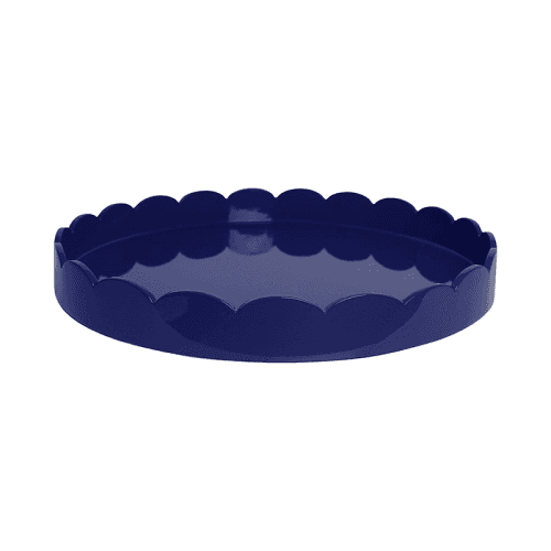Image showing the Lacquered Scallop Round Tray D50cm, Navy product.