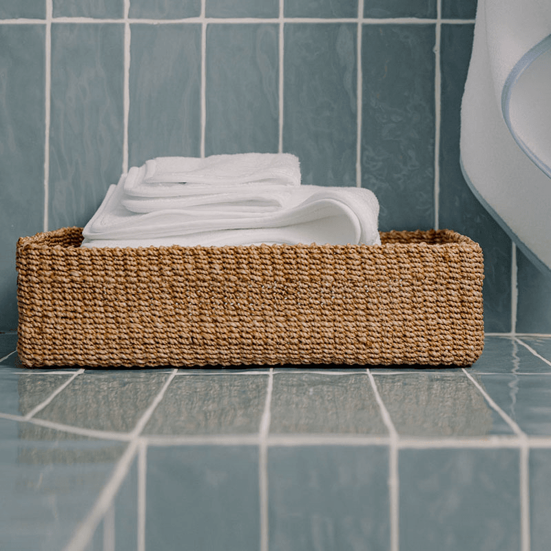 Abaca Rectangular Storage Basket, Medium, Natural