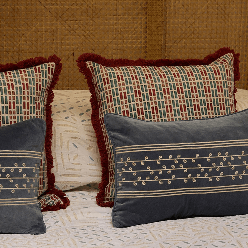 Ladrillo Cushion, 50 x 50cm, Red & Blue