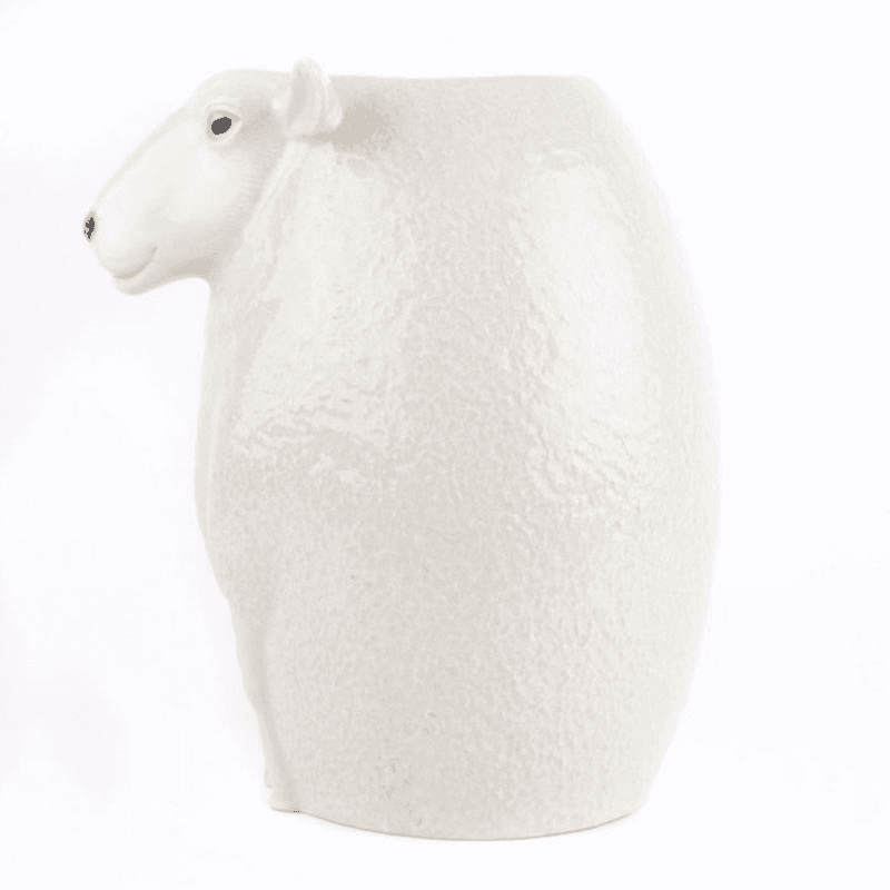 White Faced Suffolk Sheep Flower Vase, H23cm, White