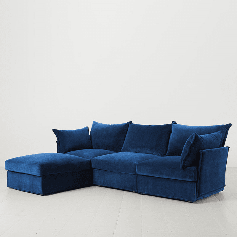 Model 06 3 Seater Sofa With Chaise, Navy
