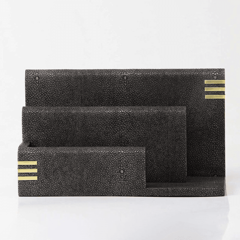 Holmes Letter Rack, 26 x 10 x 15cm, Seal Brown Shagreen