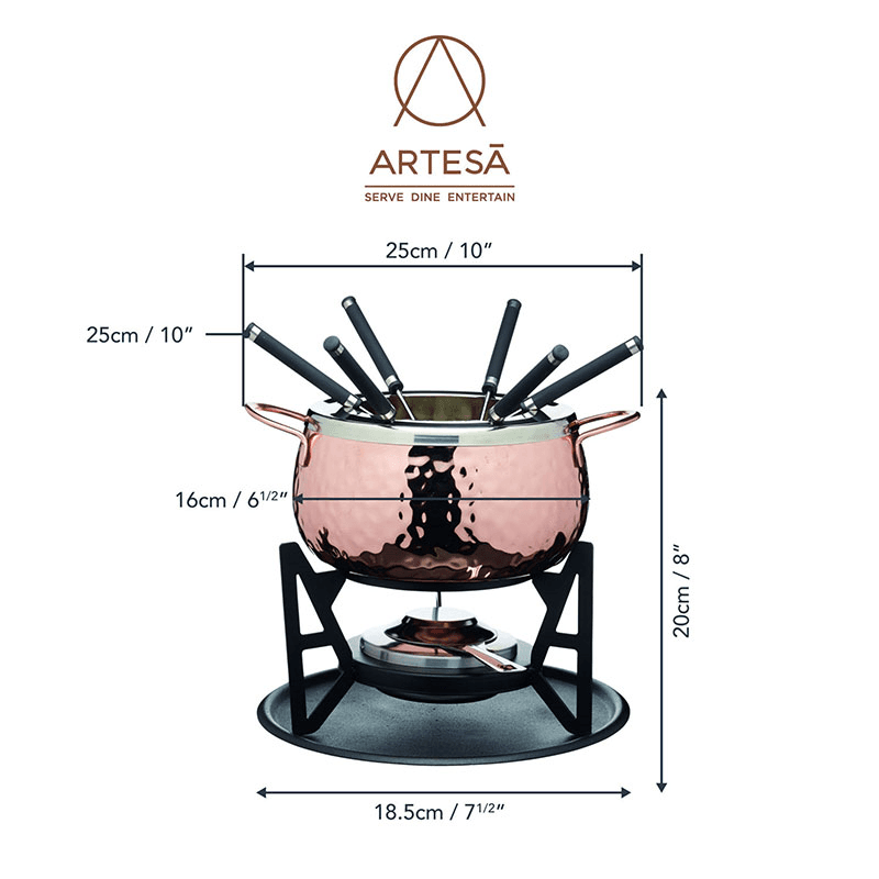 Fondue set, 16cm, Copper