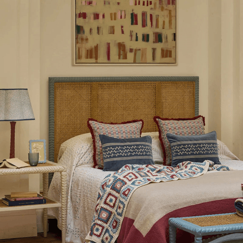 Image showing the Pavillion Super King Wooden Headboard, Blue product.