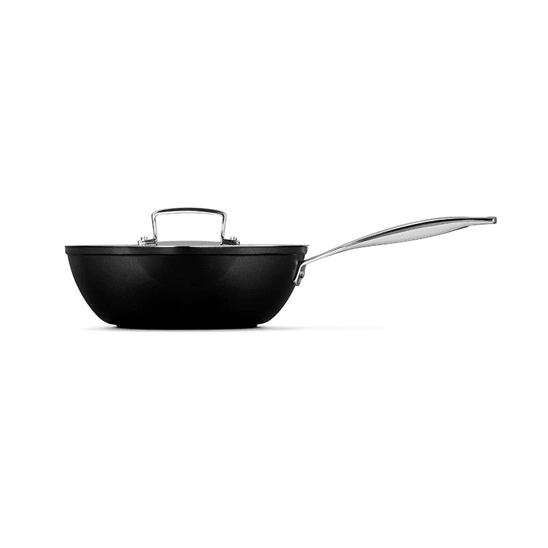 Toughened Non-Stick Chef's Pan with Pouring Spouts, 24cm, Black