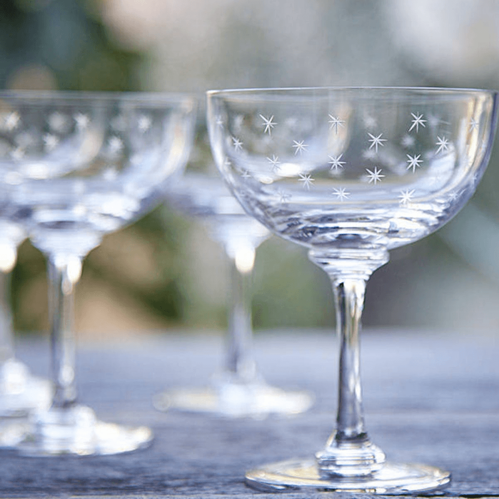 Stars Set of 6 champagne glasses, 150ml, Crystal