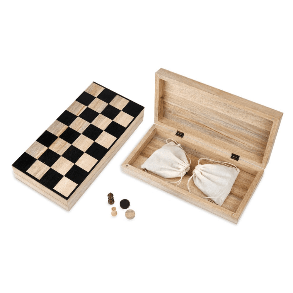Mango Wood chess & draughts, 7 x 20 x 40cm, Mango Wood