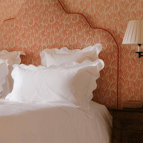 Image showing the Alexandra Wavy Scalloped Pair of Pillowcases, King, White product.