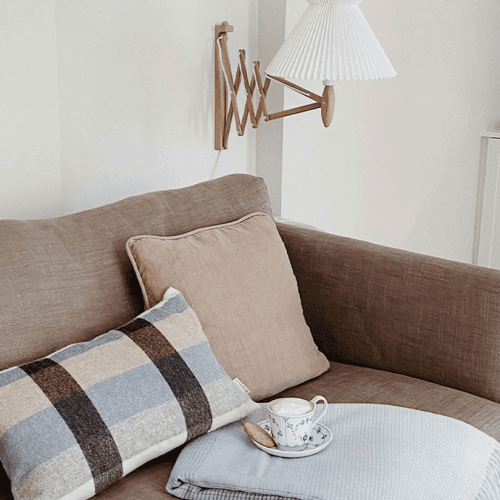 Image showing the Intersection Cushion Cover, 30cm x 50cm, Camel/White/Grey product.