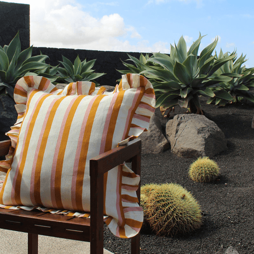 Image showing the Stripe Cushion Cover, 60 x 60cm, Ochre & Blush product.