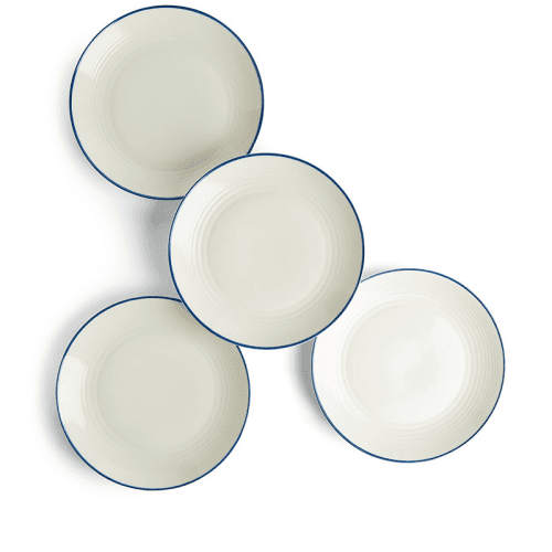 Image showing the Gordon Ramsay Maze Denim Line Set of 4 Dinner Plates, D28cm, White product.