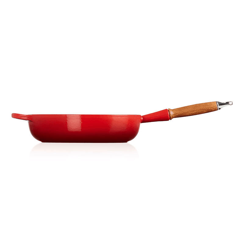 Signature Cast Iron Saute Pan with Wooden Handle, 28cm, Cerise