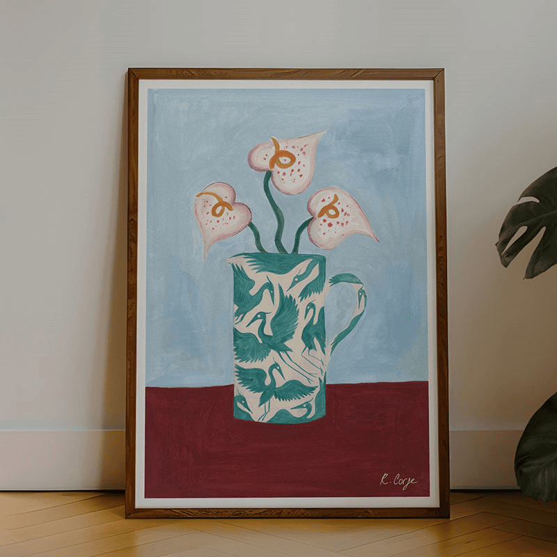 Herons Jug Print, A3, Teal