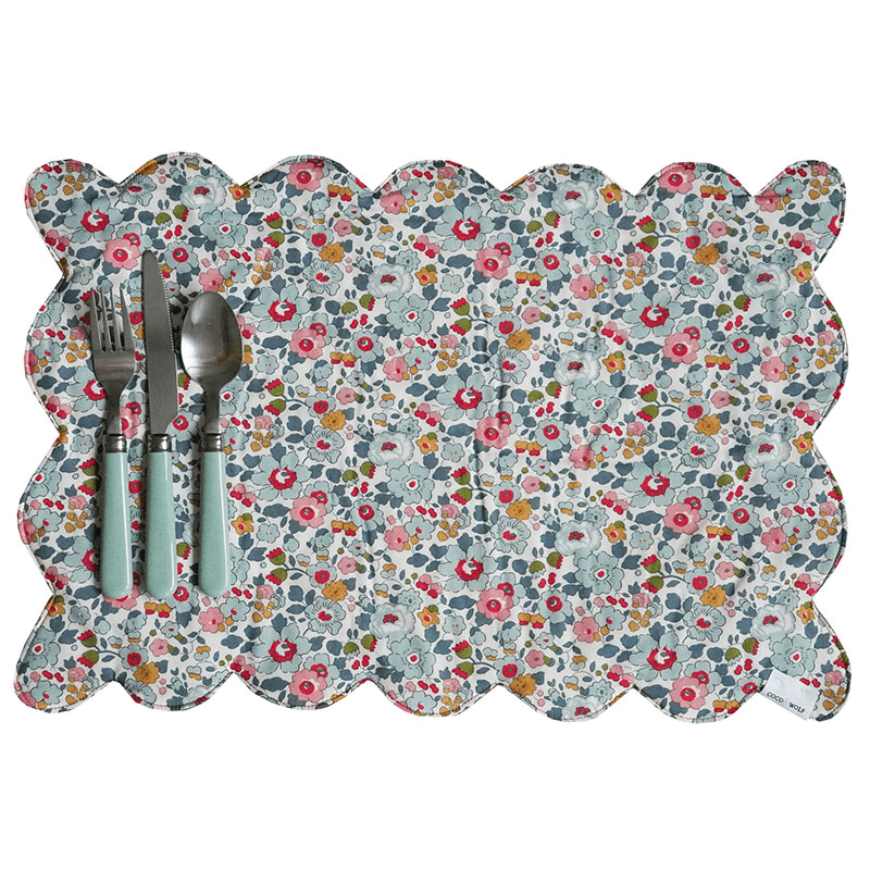 Betsy Set of 2 Scallop Placemat, Grey