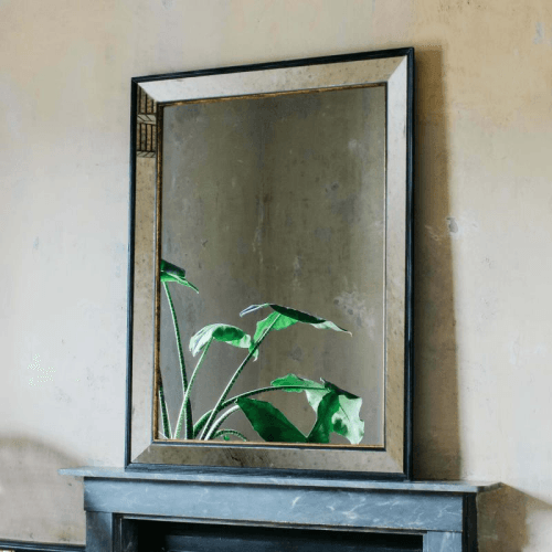 Image showing the Phillipe Antiqued Mirror, H110 x W85cm, Black / Gold product.