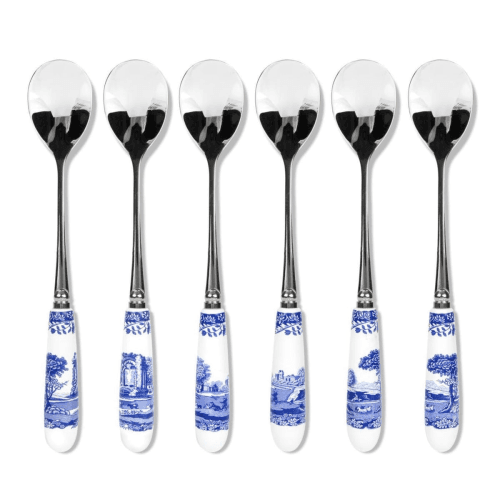 Image showing the Blue Italian Set of 6 tea spoons, 15cm product.