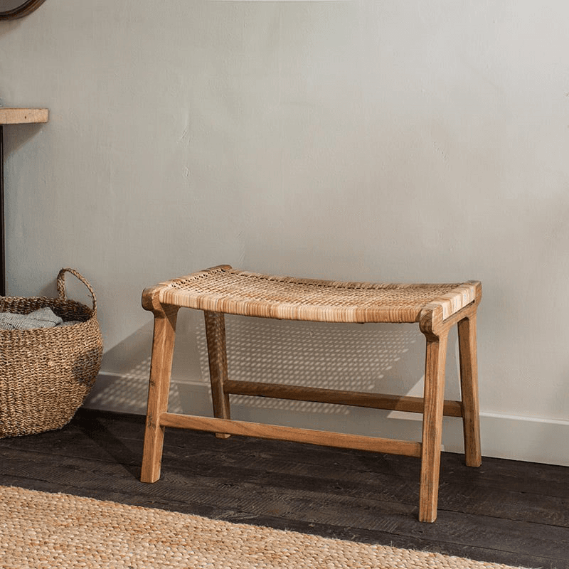 Madrisana Acacia & Rattan  Footstool, Natural