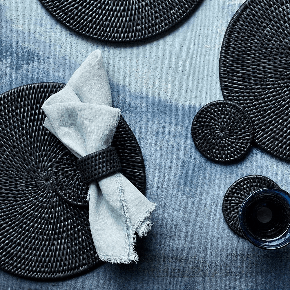 Ashcroft Set of 6 placemats, Dia29cm, Charcoal Rattan