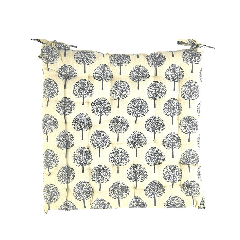 Tree Square Seat Pad, 40 x 40cm, Cream Linen