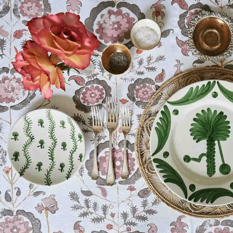 Side Plate, Palm Tree, Green