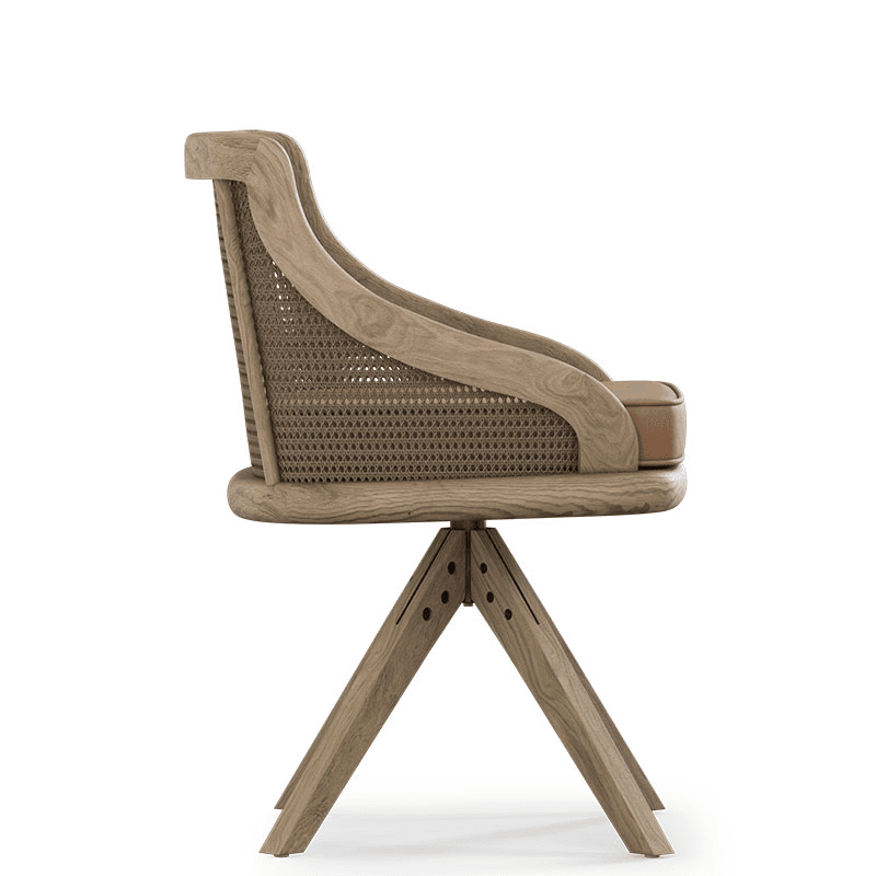 Carlos Cane Swivle Chair, Natural