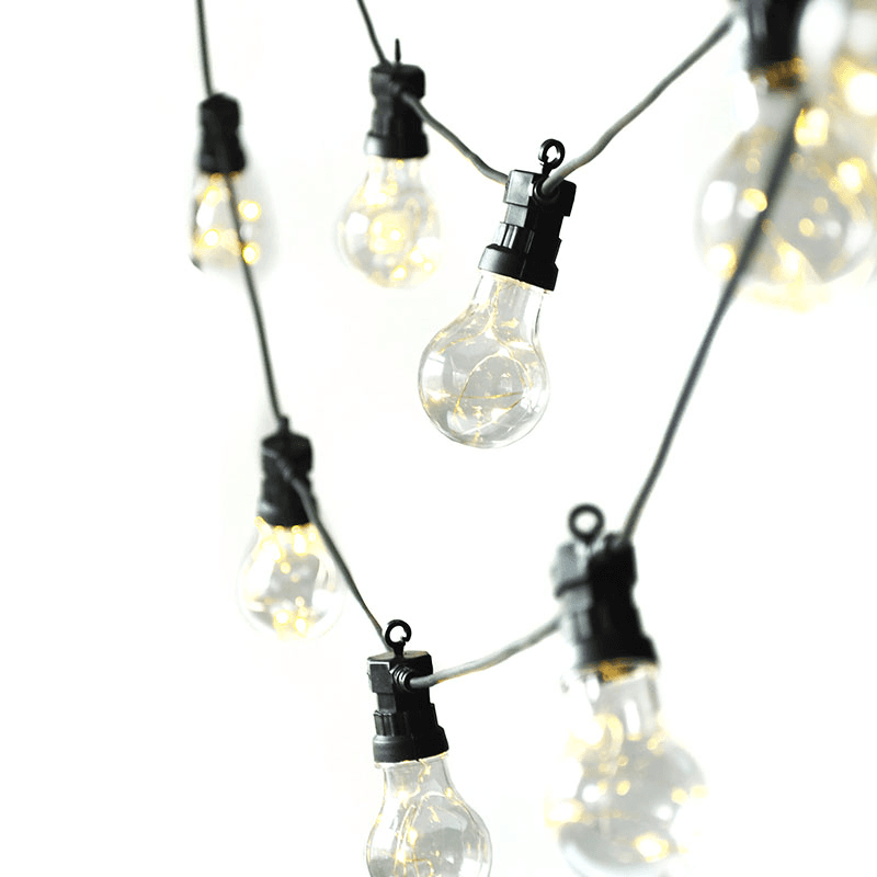 Festoon Lights, 10 Bulbs, Black