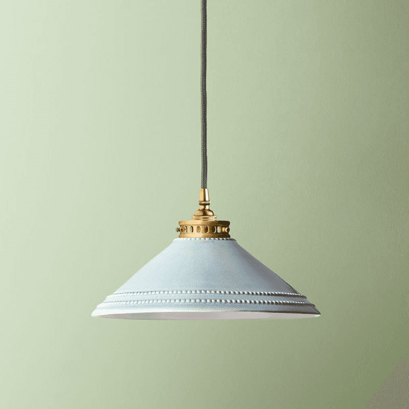 Ted Ceramic Shade with Antiqued Brass Gallery