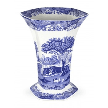 Blue Italian Hexagonal vase, 1.7 litre, Blue