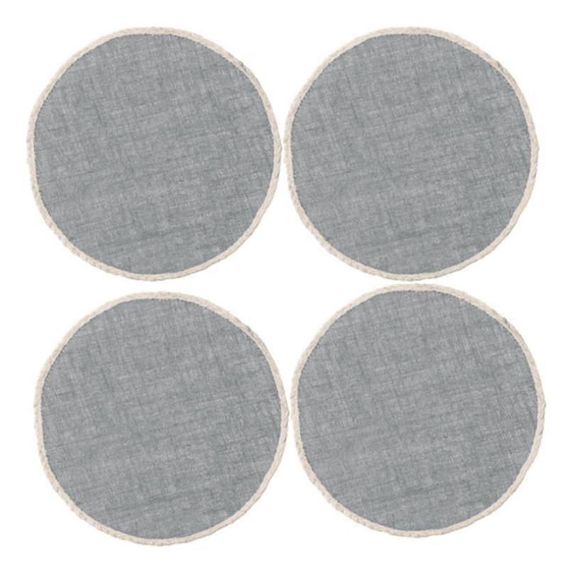 Jute Set of 4 Round Placemats, D34cm, Grey