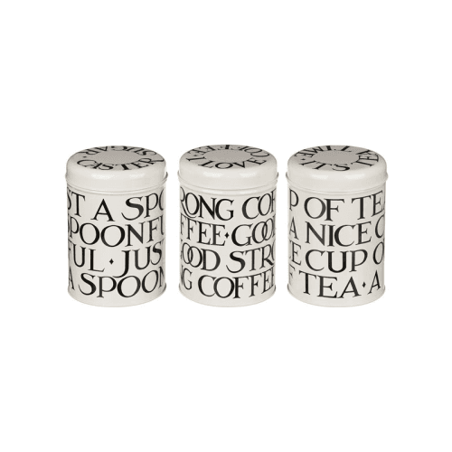 Image showing the Black Toast Set 3 Round Caddies, 11cm x 15cm, Cream / Black product.