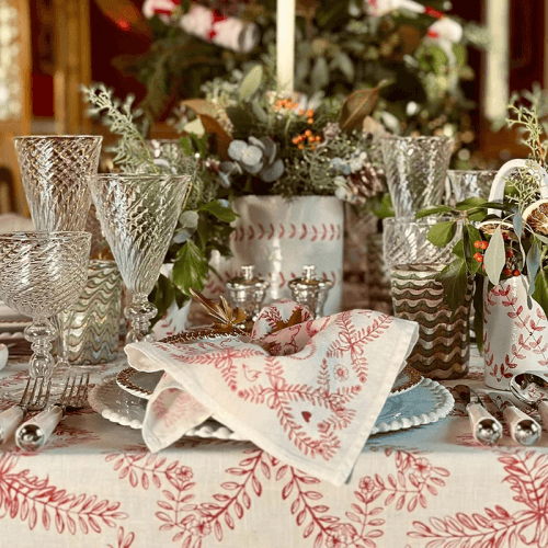 Image showing the Amour Bonheur Linen Napkin, 50 x 50cm, Red product.